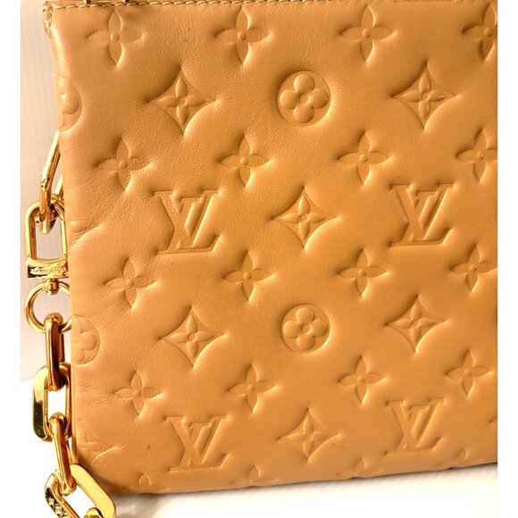 Louis Vuitton Coussin PM Camel Bag Monogram Lambskin Leather Gold Chain Purse - Picture 6 of 16
